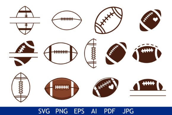 American Football Ball Vector Set: Graphics & Crafts