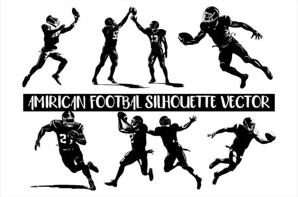 American Football Silhouette Vector Line Graphics