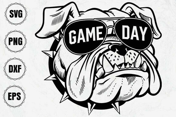 Bulldog with Football Graphics for Crafts