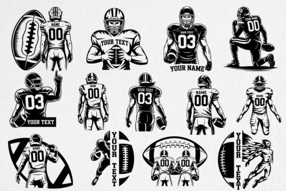 Custom Football Player SVG Bundle for Crafts
