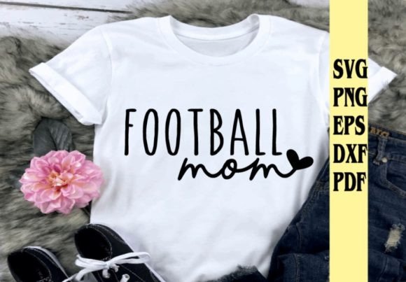 Football Mom with Heart Accent Graphics & Crafts