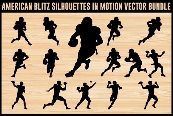 Football Player Motion Silhouettes Graphics for Crafts