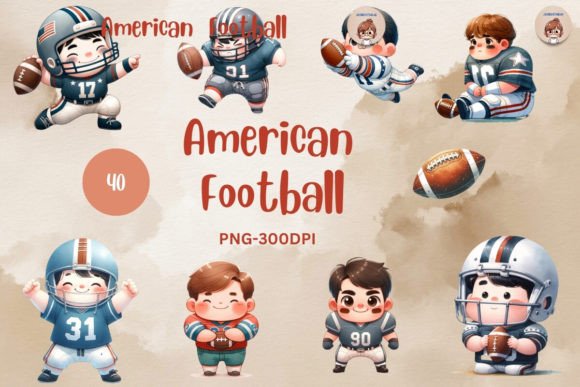 Watercolor Football Graphics for Crafts